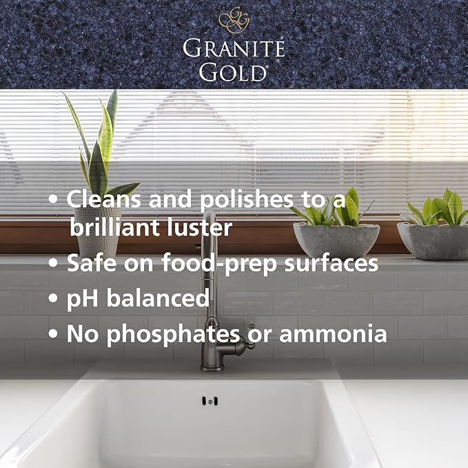 Granite Gold Quartz Clean & Shine Streak-Free Cleaner, Deeps Cleans and Polishes Quartz and Natural Stone Surfaces Including Silestone, LG, and More, 64 Fl Oz