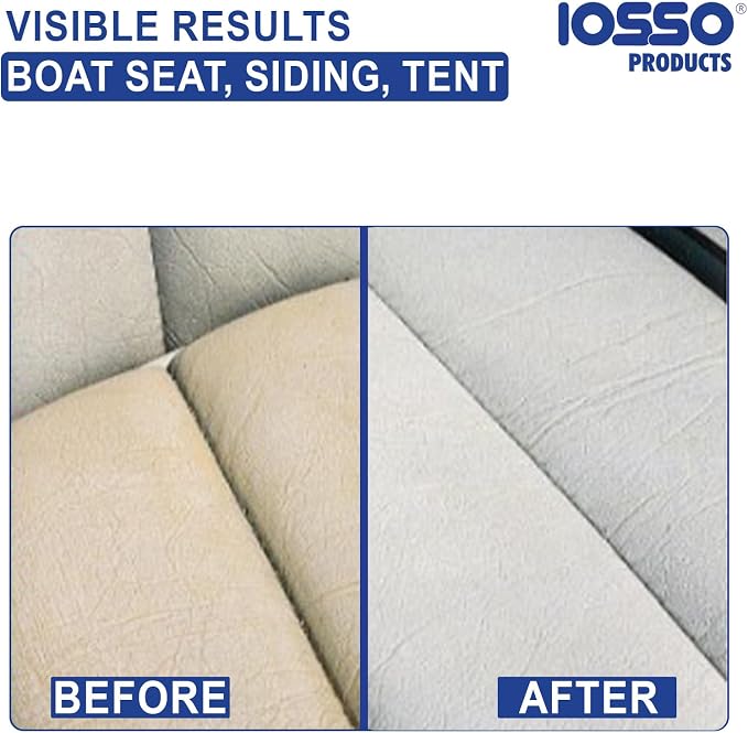 Iosso Mold & Mildew Stain Remover - Fast-Acting Mold and Mildew Remover for Boat Seats, Awnings, Tents, Covers | Color & Fabric Safe Non-Chlorine Concentrate Upholstery Cleaner Makes 3 Gallons
