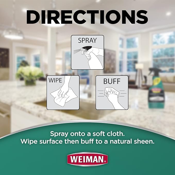 Weiman Disinfecting Granite Daily Clean & Shine Refill, 64 Oz - Safely Clean Disinfect and Shine Granite Marble Soapstone Quartz Quartzite Slate Limestone Corian Laminate Tile Countertop (Pack of 2)