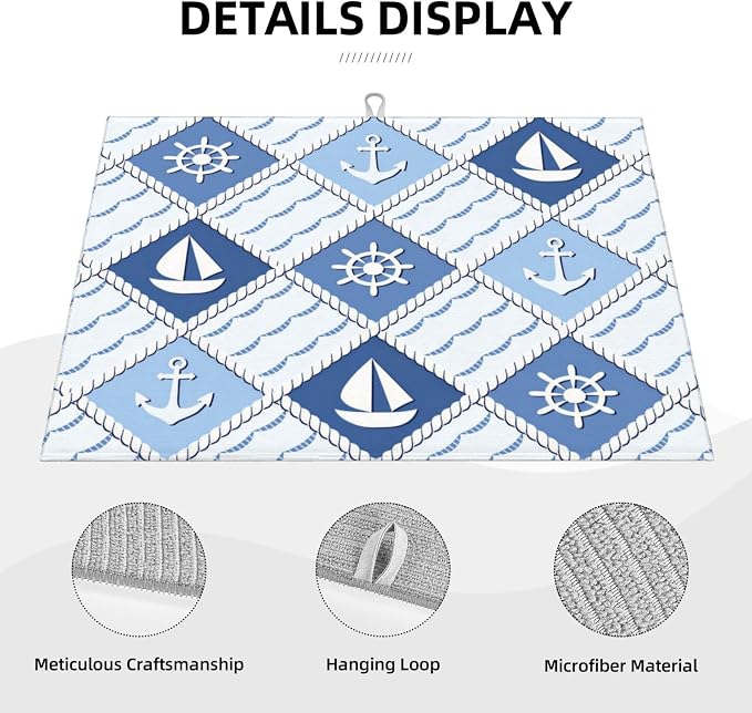 Modern Art Yellow Gray Dish Drying Mat For Kitchen Counter, Super Absorbent Microfiber Dish Drying Pad, Kitchen Gadgets For Easy Clean Multi-Use Large 18"x24"