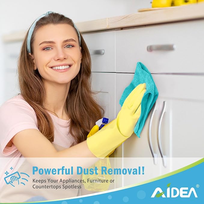 AIDEA Blue Microfiber Cleaning Cloth-50PK, Cleaning Rags 12"x 12" Absorbent | Microfiber Towels for Cars Lint Free, Reusable Microfiber Rags, Shop Towels Dish Rags for Kitchen/Home Cleaning Supplies