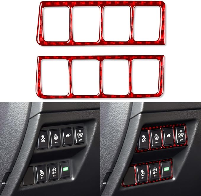 Red Real Carbon Fiber Trim for Nissan Rogue Accessories | for 2014-2020 / Rogue Sport 2017-2022 Driving Mode Select Switch Panel Cover Sticker Interior Thick Overlay Decal