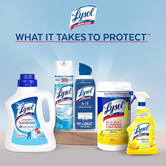 Lysol Disinfectant Laundry Sanitizer, Laundry Detergent Additive, Color Safe Bleach Alternative, Laundry Odor Eliminator, Kills Bacteria & Viruses, Crisp Linen Scent, 40 fl oz (pack of 4)