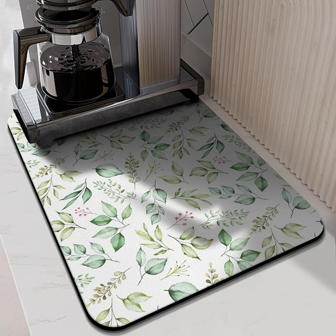 Kitchen Countertop Dish Drying Mat,Super Absorbent Coffee Bar Mat for Maker Espresso Machine, Anti-Slip Accessories for Kitchen Countertops 24x18 Inch