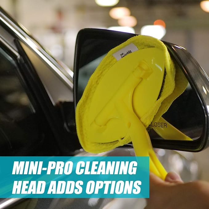 Invisible Glass 95164 Reach & Clean Wet-Dry Pro Windshield Cleaning Tool With Extendable Handle, Standard and Mini Cleaning Heads, Reusable Microfiber Pads, and Storage Bag for Auto and Home Glass