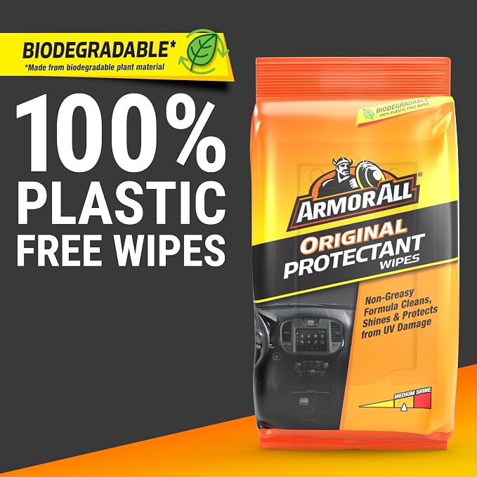 Armor All Car Protectant Wipes, Interior Car Wipes with UV Protection Against Cracking and Fading, 60 Wipes