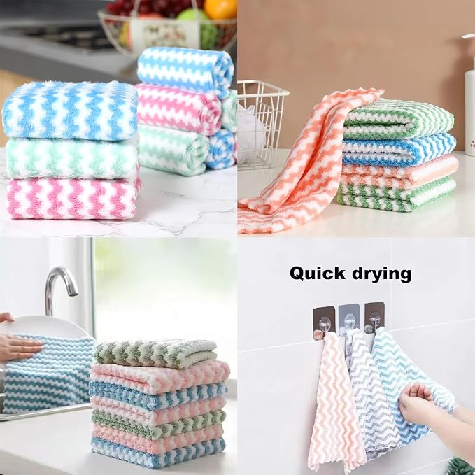 21 Pack Kitchen Towels Dish Towels Microfiber Cleaning Cloths – Ultra-Soft, Absorbent & Reusable 10" x 10" Lint Free Cloths Microfiber Cleaning Rags Reusable Washcloths for Furniture, Car, Tea, Bowl.