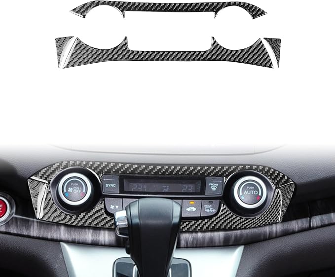 Real Carbon Fiber Trim for Honda CRV Accessories | for CR-V 2012 2013 2014 2015 2016 Air Conditioner A/C Control Button Cover Sticker Interior Thick Overlay Decal