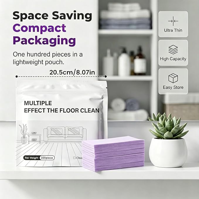 Multi-Surface Floor Cleaner Tablet, 100 Piece Upgraded Floor Cleaning Solution Tablets, for Hardwood, Tile, Laminate & More（Purple）