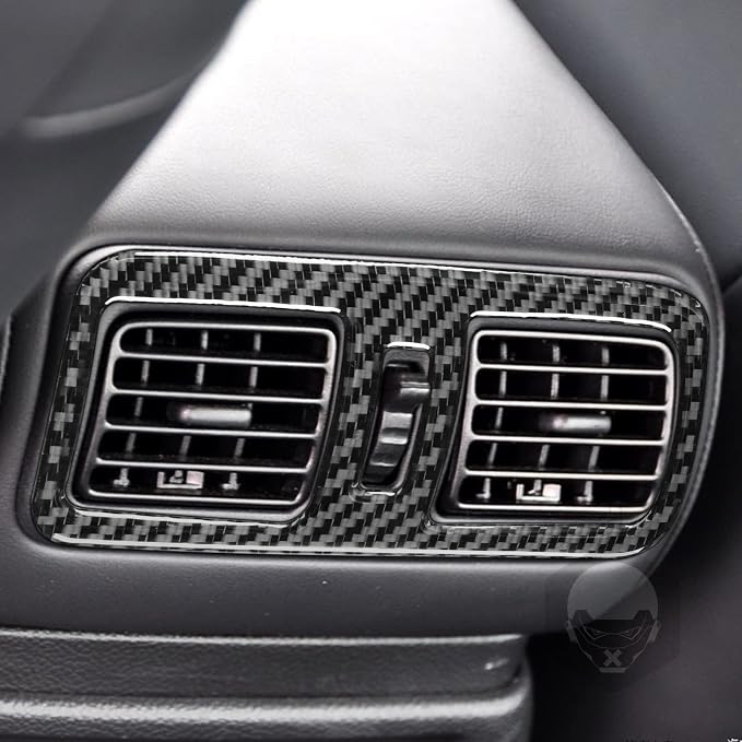 Real Carbon Fiber Trim for Infiniti Accessories | for G35 G37 X S 2007 2008 2009 2010 Convertible Center Rear Air Vent Outlet Frame Interior Thick Overlay Decal - B