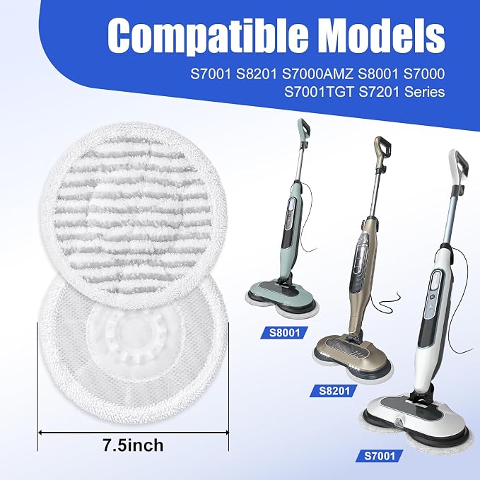 12 Pack Steam Mop Pads Compatible with Shark S8201 S8001 S7001 S7201 | S7005 S7000 Series, S7000AMZ S7001TGT– Microfiber Replacement Scrub Pad, All-in-One Reusable Cleaning Refills for Hard Floor