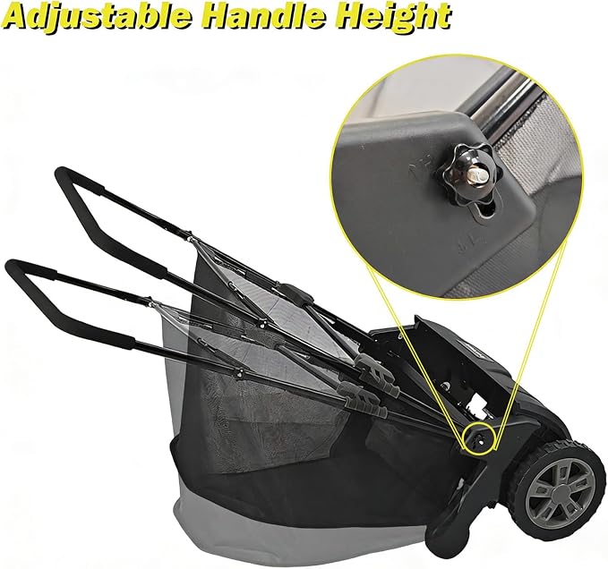 Push Lawn Sweeper, 21-Inch Width, 3.5 Cu. Ft. Hopper Capacity, 4 Spinning Brushes, Adjustable Height, Durable Steel Frame with Rubber Wheels, Black