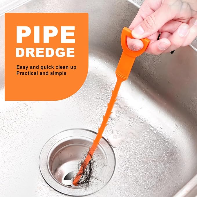 Drain Snake Clog Remover - 4 Pack 20 Inch Flexible Hair Drain Removal Tool for Sink, Shower, Tub & Toilet, Drain Cleaner with Grip Handle - Easy Use Kitchen & Bathroom Drain Opener