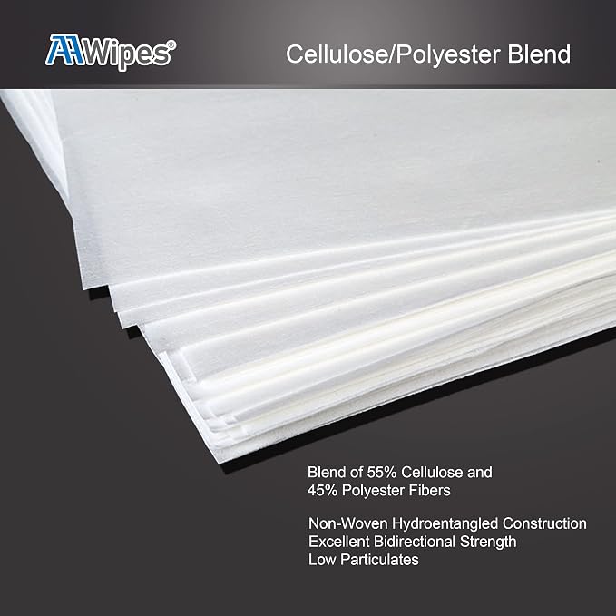 AAwipes Cleanroom Wipes Nonwoven Wipes Cellulose/Polyester Blend (Grade A, 68 Gram) 9" x 9"for Lab, Electronics, Pharmaceutical, Printing and Semiconductor Industries (Bag of 150 Pcs)