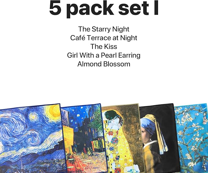 Clean & Clear Microfiber Large [5 Pack] World Best Classic Art Collection - Ultra Premium Quality Cleaning Cloths (Best for Camera Lens, Glasses, Screens, and All Lens.)