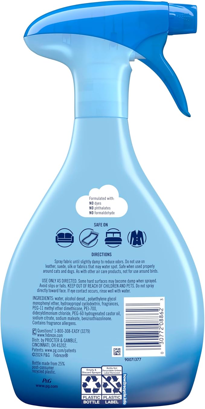 Febreze Fabric Spray Air Freshener, Odor-Fighting Fabric Refresher, Sneaker Balls Alternative, Couch Cleaner, Linen Spray, Multi-Use, Extra Strength Scent, 23.6 fl oz (Pack of 2)