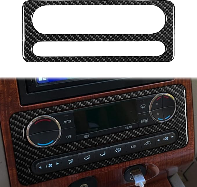 Central Console A/C Stickers Fit for Ford Expedition 2007-2014 Type-A | Real Soft Carbon Fiber | Central Console A/C Control Panel Trim | Accessories | Self-adhesive | Thick Overlay