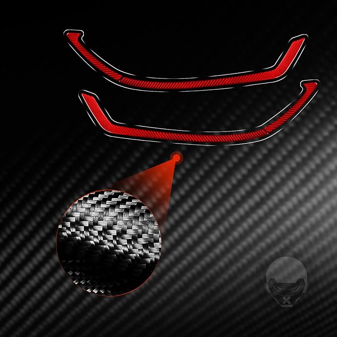 Red Real Carbon Fiber Trim for Nissan Rogue Accessories | for 2014 2015 2016 S SL SV Headlight Eyebrow Eyelid Strip Sticker Exterior Thick Overlay Decal