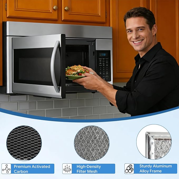 4PCS Microwave Charcoal Filter and Grease Filter Set Compatible with Samsung ME19R7041FS ME19R7041FS/AA ME19R7041FT ME19R7041FT/AA ME19R7041FB ME19R7041FB/AA