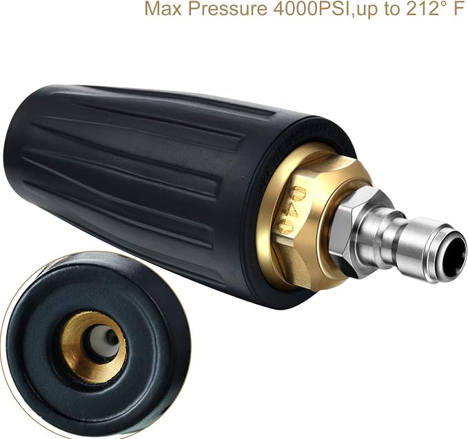 Mudder 4000 PSI Pressure Washer Turbo Nozzle, Nozzle Tips 7 Pcs 4.0 GPM | Quick Connect Fit, 0° 15° 25° 40° 65° Rinse Soap Tips, Color Coded, Universal Pressure Washer Spray Nozzle Replacement, Black