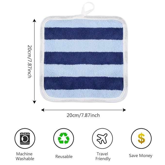 SINLAND Microfiber Facial Cloths Fast Drying Washcloth 8inch x 8inch Absorbent Face Wash Cloth Soft Makeup Remover Cloths