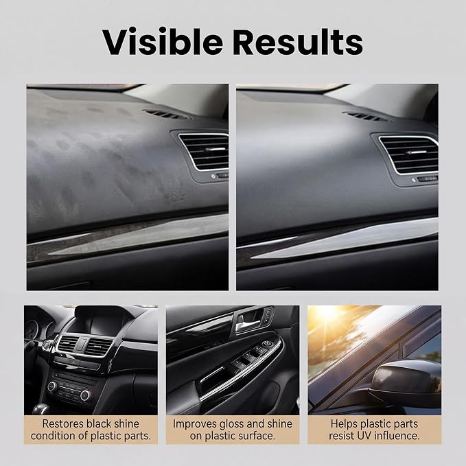 Car Trim Restorer 50ml Long Lasting High Gloss | Dashboard Cleaner Exterior Polishing Kit for Detailing Maintenance Care Restoration Exterior Dashboard Headlight