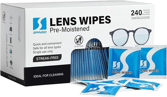240 Count Lens Wipes for Eyeglasses, Eye Glasses Cleaner Wipes for Phone | Streak-Free & Scratch-Free Pre-moistened Lens Cleaning Wipes, Individually Wrapped Glasses Wipes for Sunglass & Touchscreens.