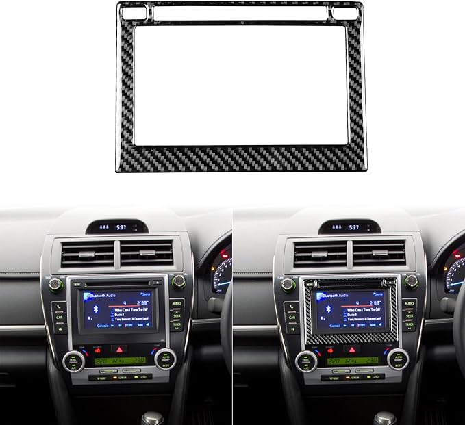Real Carbon Fiber Trim for Toyota Camry Accessories | for 2012 2013 2014 Dashboard GPS Navigatiion Display Screen Panel Frame Sticker Interior Thick Overlay Decal