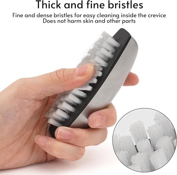 Vegetable and Fruit Cleaning Brush, 304 Stainless Steel Cleaning Brush, Microfiber Scrubbing Pad, Multipurpose Kitchen Tool (White)