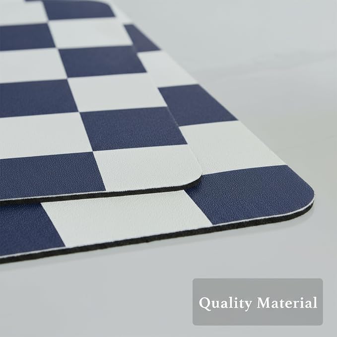 Ohocut Checkered Dish Drying Mat for Kitchen Counter, Coffee Bar Station Accessories, Retro Cute Aesthetic Modern Absorbent Drainer Mat Kitchen Drying Mat Easy Clean (Navy Blue, 19" x 12")