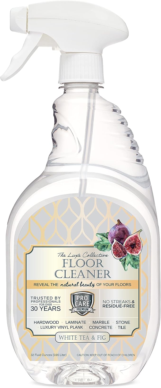 ProCare White Tea & Fig Floor Cleaner (Made in USA) | Vinyl, Wood,Tile, Stone & Laminate Floor Cleaner For Mopping, Household Supplies,Cleaning Solution For Kitchen & Bathroom-32oz/0.95L Spray Bottle