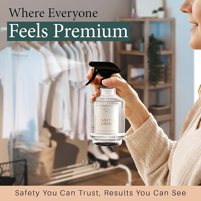 Chakra Freshener Fabric Spray - Long-Lasting Multi-Purpose Laundry Scent for Bedding, Clothes & Home Fabric Deodorizer, Luxury Room Deodorizer, Linen Spray w/Trigger, 16.9 fl oz, Soft Linen