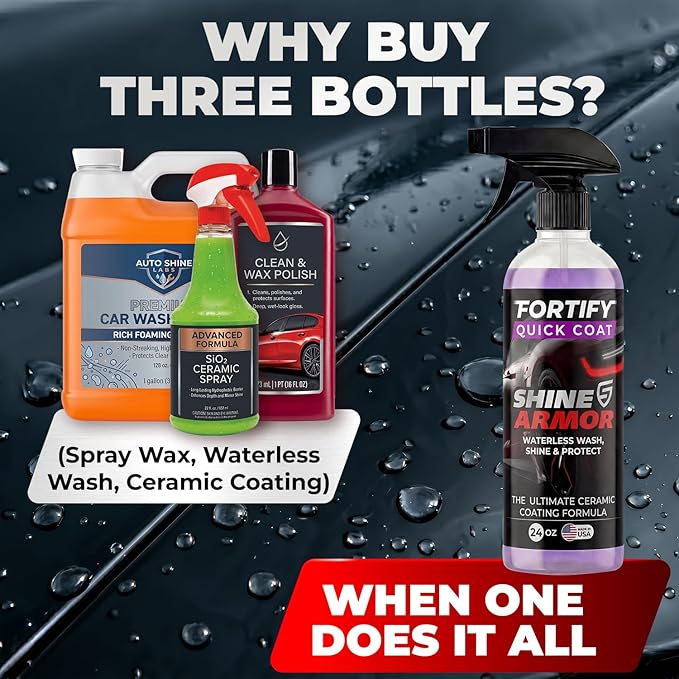 Ceramic Coating Spray - Clean, Glossy, Protected Paint in 15 Minutes Flat | 16 Fl Oz - Twice the coverage, same 15-minute job. Cleans, glosses and seals so dirt and rain slide off between washes.