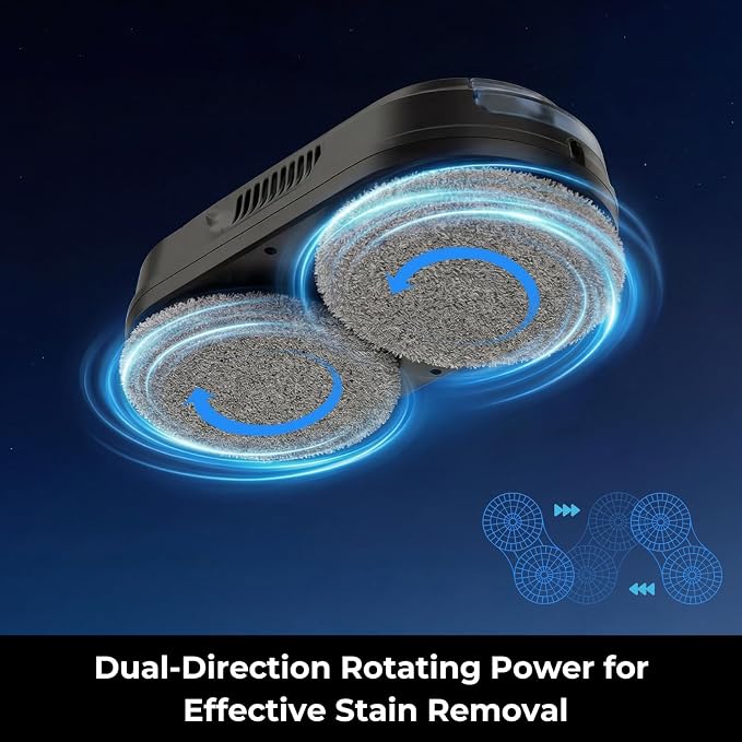 Tosima X1 Window Cleaning Robot – Dual-Nozzle Ultrasonic Water Atomization, 85 ml Visible Water Tank, Automatic Window Cleaner for Large & Small Windows