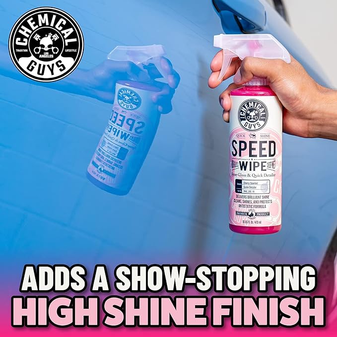 Chemical Guys, Speed Wipe Quick Detailer Spray, High Gloss, Cherry, 32 oz | Spray-and-wipe detailer adds instant streak-free gloss on paint, glass, wheels and trim between washes, cherry