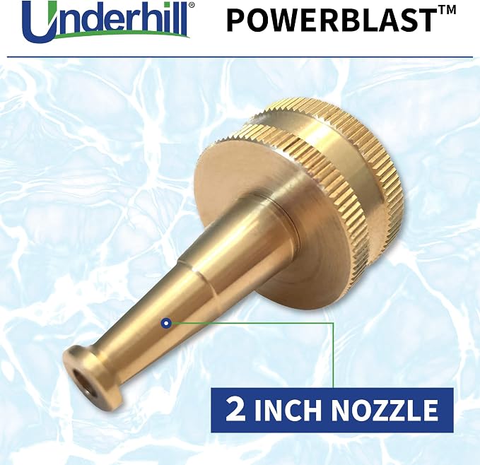 Underhill PowerBlast Super Sweeper 2-Inch Garden Water Hose Nozzle, Sprayer, Jet, 7 GPM 80 PSI, 3/4-Inch Thread Inlet, Heavy-Duty Adjustable, SN2-75