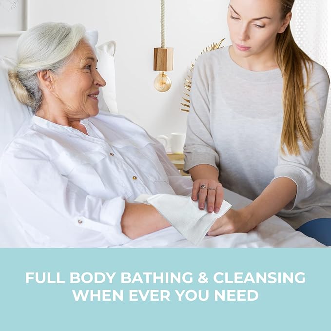 Body Wipes XL Shower Wipes Body Wipe for Adults Bathing, Traveling, Camping, Gym, Car, Elderly, Bedridden - Bath Wipe - Disposable Washcloths for Adults No Rinse