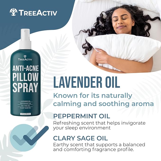 Anti-Acne Pillow Spray, 4 fl oz, Lavender Sleep Spray, Pure Essential Oil Air Freshener, Pillow Linen Spray for Bedding, Aromatherapy Lavender for Sleep, 1000 Sprays
