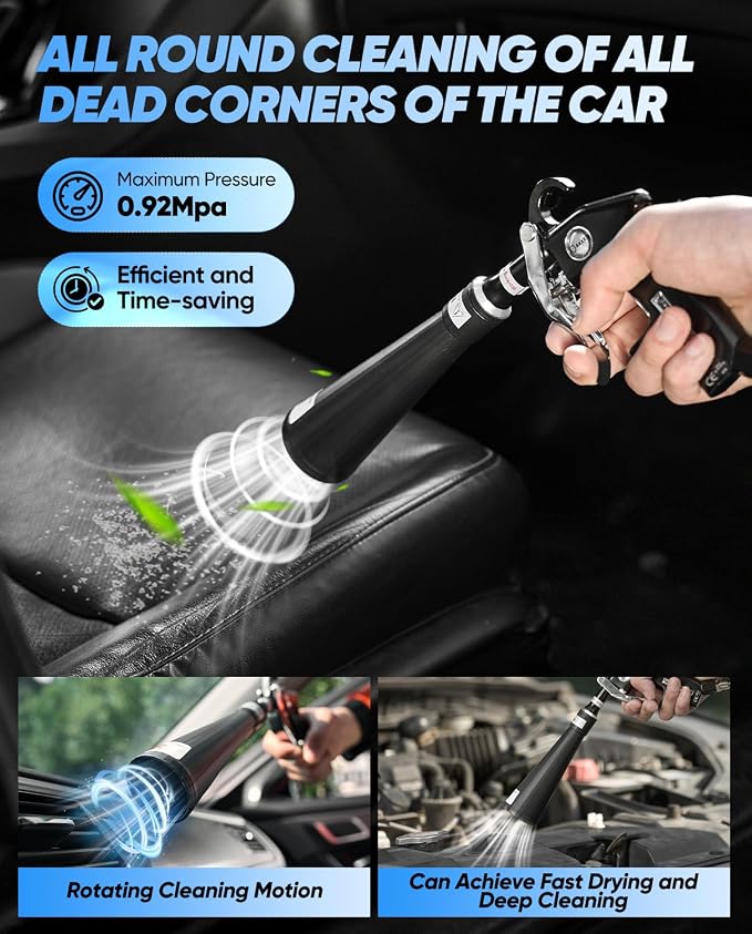 Saker Dry Cleaning Gun,Car Air Blow Gun,Car Cleaning Gun Quickly Removes Surface Dirt and Dust, Air Gun Works with Air Compressor(2 Set Nozzle)