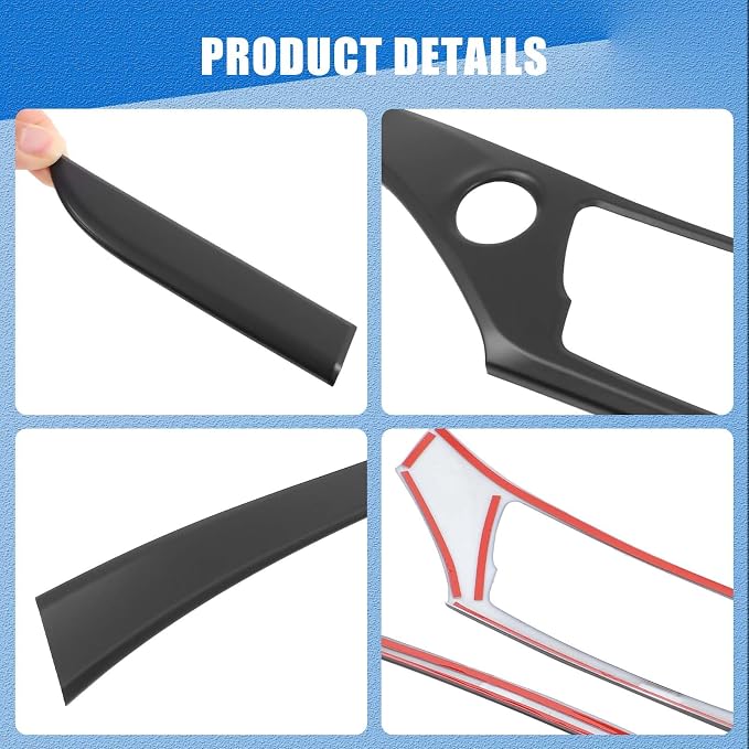 Center Console Dashboard Panel Strip Trim for Honda Pilot 2016-2022 Interior Decorative Cover Protector Accessories Anti Scratch ABS Material (Matte Black)
