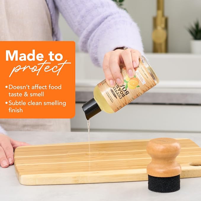 CLARK'S Cutting Board Organic Soap - Cleaner for Butcher Block, Countertop and Utensils - Enriched with Natural Orange & Lemon Extracts - Cleans and Restores Wood - Use Before Food Safe Mineral Oil