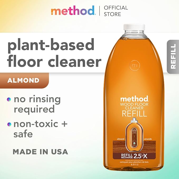 Method Squirt + Mop Hardwood Floor Cleaner Refill, Almond, 68 Ounce (Pack of 6)