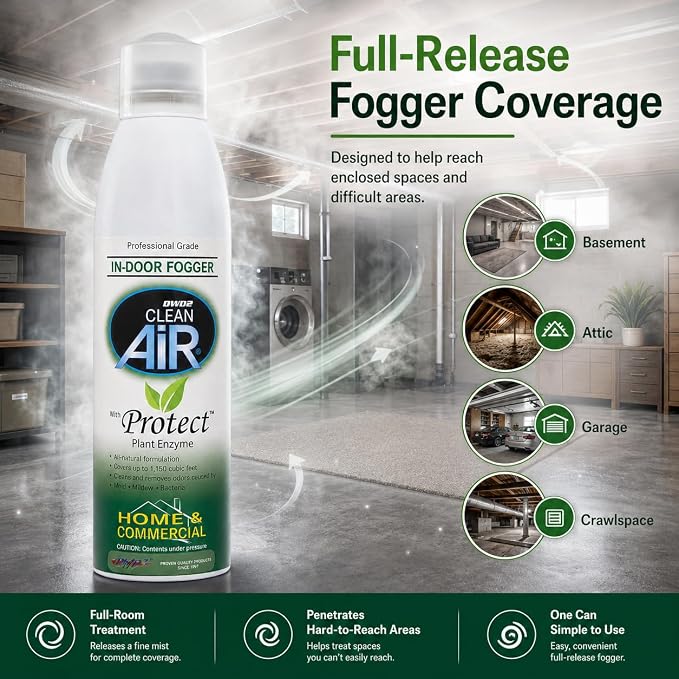 DWD2 Protect™ Home & Commercial Mold-Treatment Plant-Based Mold-Odor Remover Fogger Treatment - eco-friendly solution for a safer and healthier living and working space. (14 oz)