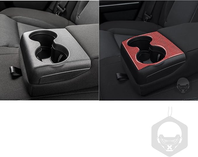Rear Cup Holder Trim Fit for Dodge Charger/Chrysler 300 2011-2023 | Real Carbon Fiber | Accessories | Anti-scratch | Self-adhesive | Red