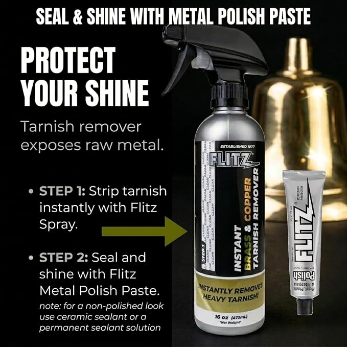 Flitz Instant Brass and Copper Tarnish Remover - 16oz Bottle of USA-Made Organic Rust Remover Spray (No-Rub) - Removes Stains & Oxidation from Glass & Aluminum - Brass Cleaners That Work (3 Pack)