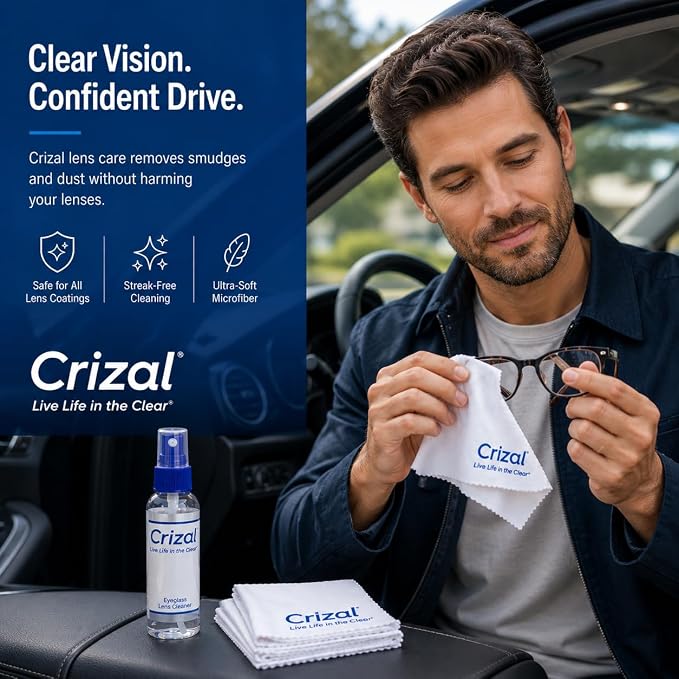 Crizal® Eyeglass Cleaner Kit | 6-Pack with Lens Cleaner Spray & Premium Microfiber Cleaning Cloth | Designed & Tested by Crizal® | Safe for Advanced AR & Anti-Reflective Lens Coatings