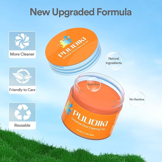 PULIDIKI Car Cleaning Gel Putty Car Cleaning Kit Car Interior Cleaner Slime | Car Cleaning Supplies Auto Detailing Tools Car Accessories Car Gifts for Women Men Keyboard Cleaner Orange