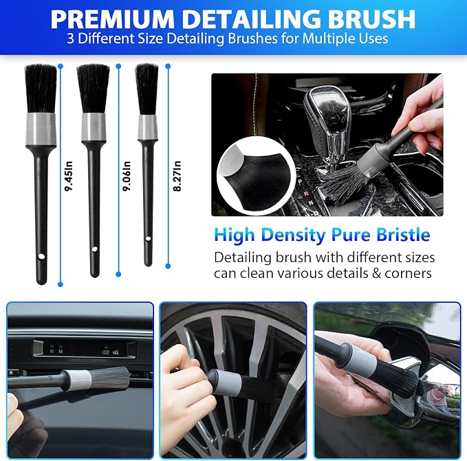 THINKWORK Car Cleaning Kit, High Power Vacuum with Detailing Brush Set | 8000PA Suction, Cleans Tight Gaps, Pet Hair & Crumb Removal, Corded Handheld, Washable Filter, Car & Home, Gift