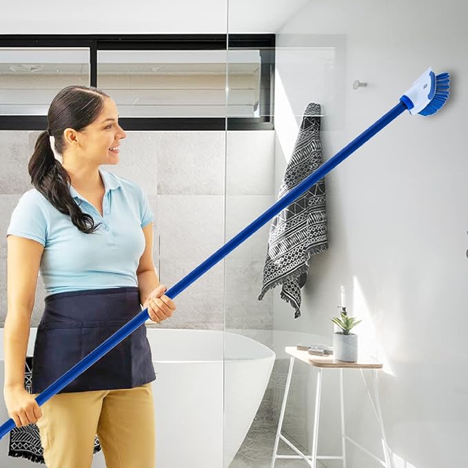 Superio Deck Scrub Brush with Long Handle 54", Heavy Duty Stiff Bristles Grout Scrubber with Scraper - Cleans Hot Tub, Swimming Pool, Granite Tiles, Bathroom, Patio, Kitchen, Wall and Deck (3, 54")…