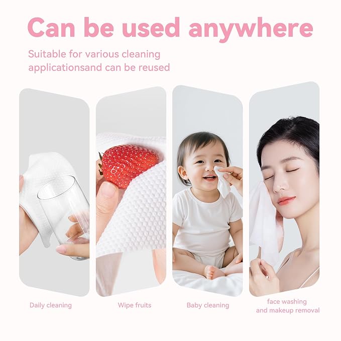Face Towels, Face Towels Disposable 80 Count, Biodegradable Disposable Face Towel Dry Wipes, Lint-Free Dot Texture Cloths for Sensitive Skin, Makeup Removal and Skincare